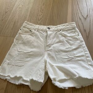 Zara white distressed shorts